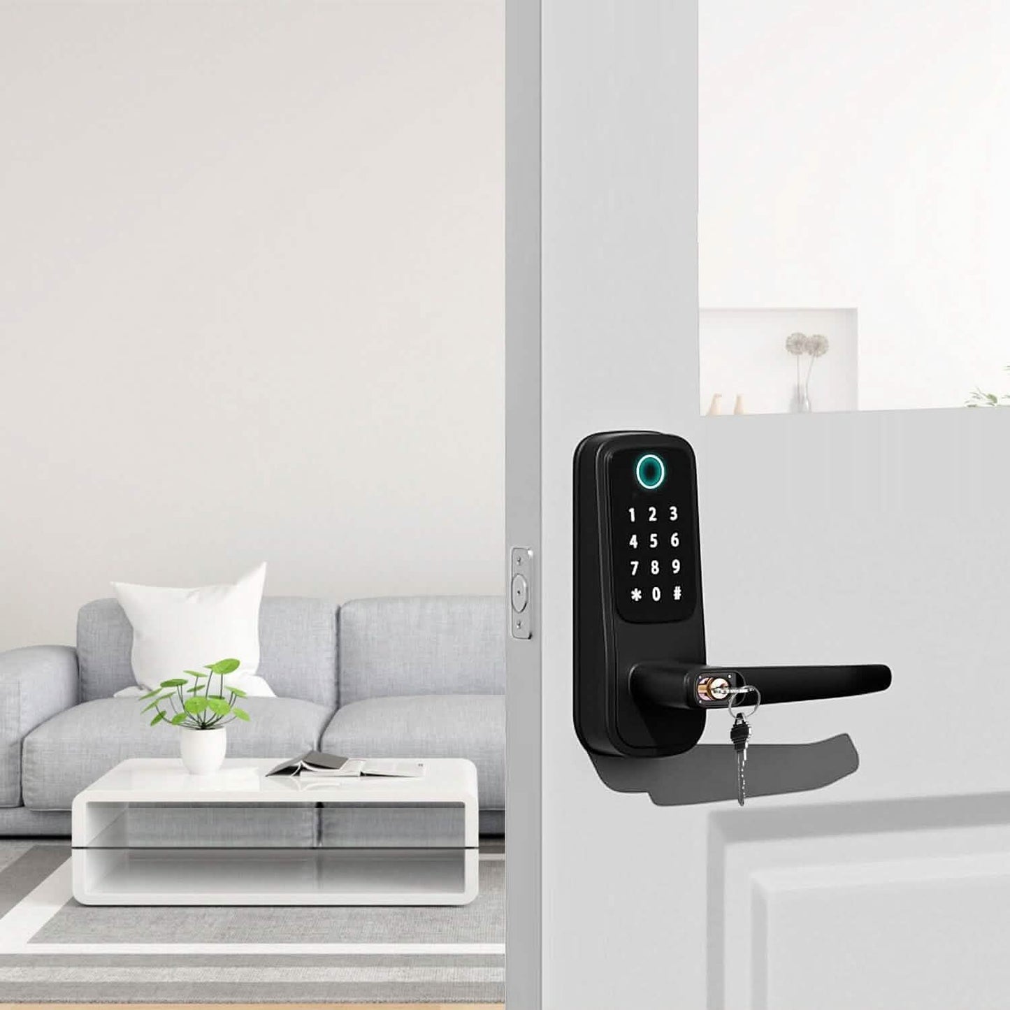 Smart Door Lock with Handle Fingerprints Passcode Keys Fobs App Control DailySale