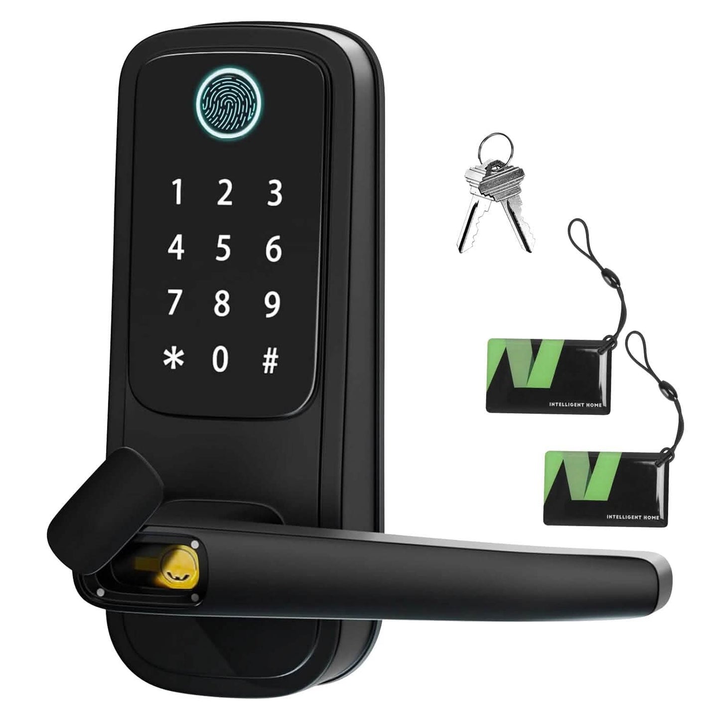 Smart Door Lock with Handle Fingerprints Passcode Keys Fobs App Control DailySale
