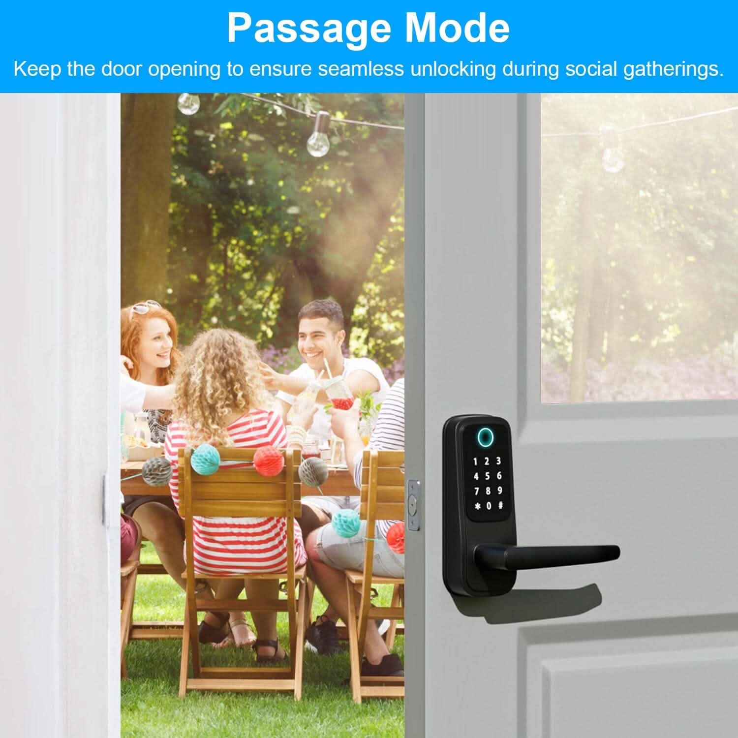 Smart Door Lock with Handle Fingerprints Passcode Keys Fobs App Control DailySale