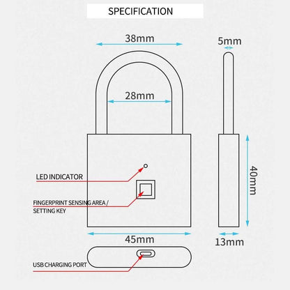 Smart Fingerprint Small Size Cabinet Dormitory Anti-theft Lock DailySale