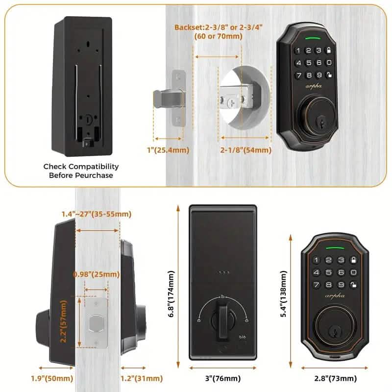 Smart Keypad Door Deadbolt Lock Set with 100-Code Keyless Entry and Anti-Peeking Password DailySale