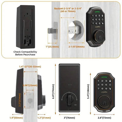 Smart Keypad Door Deadbolt Lock Set with 100-Code Keyless Entry and Anti-Peeking Password DailySale