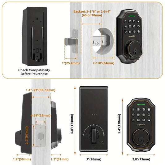 Smart Keypad Door Deadbolt Lock Set with 100-Code Keyless Entry and Anti-Peeking Password DailySale
