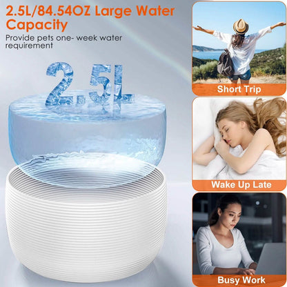 Smart Pet Drinking Fountain with LED Light 7-Pack Replaceable Water Filters DailySale