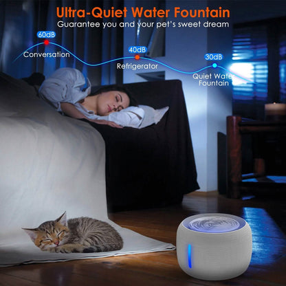 Smart Pet Drinking Fountain with LED Light 7-Pack Replaceable Water Filters DailySale