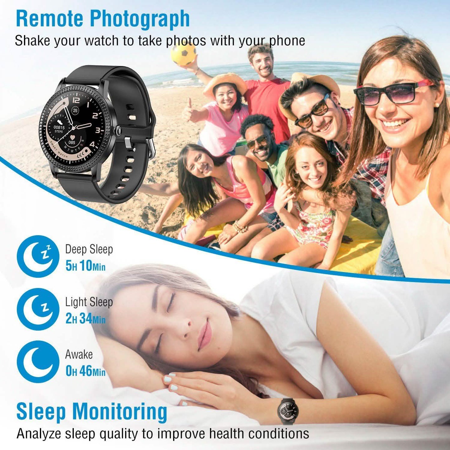 Smartwatch Fitness Tracker 1.08" Touch Screen DailySale