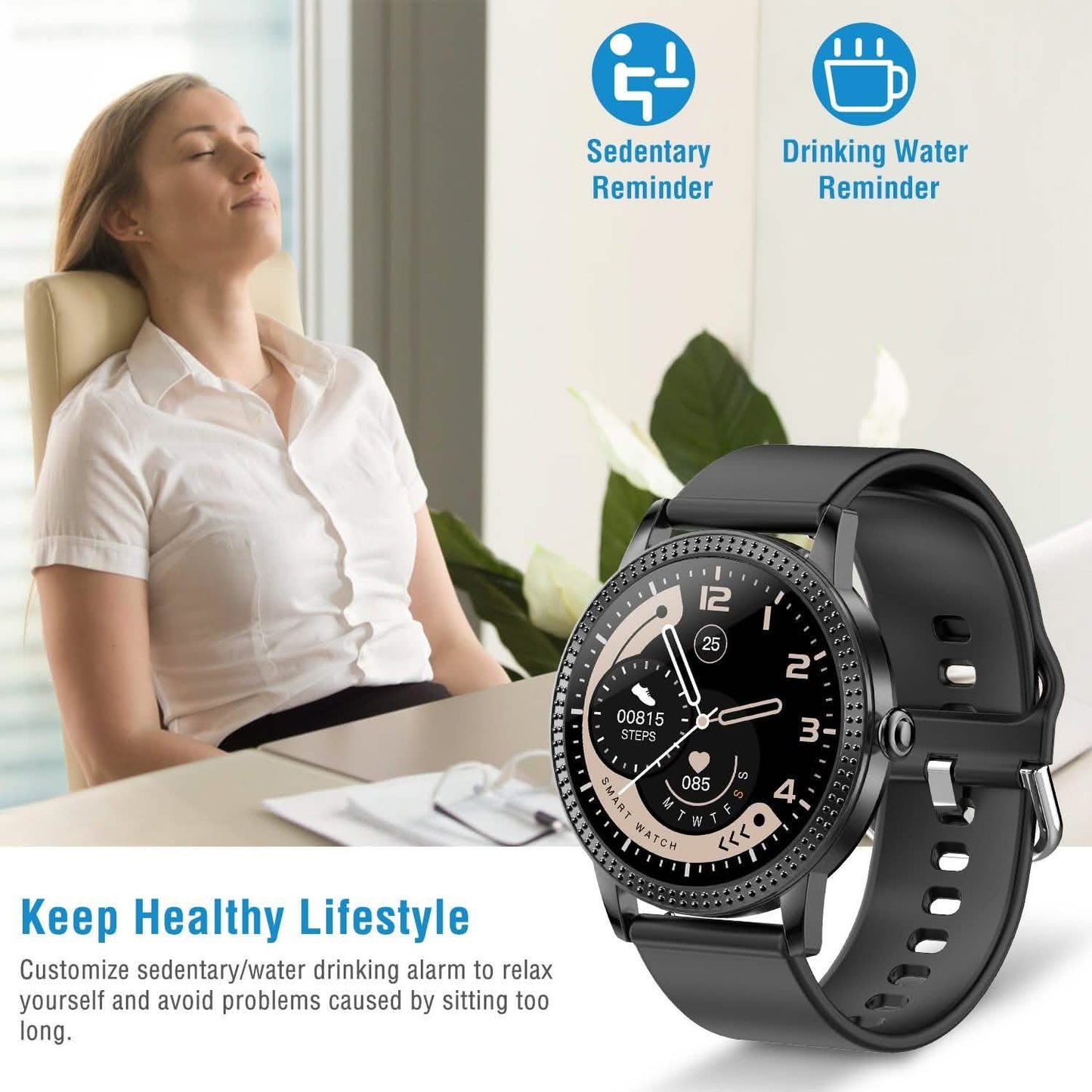 Smartwatch Fitness Tracker 1.08" Touch Screen DailySale