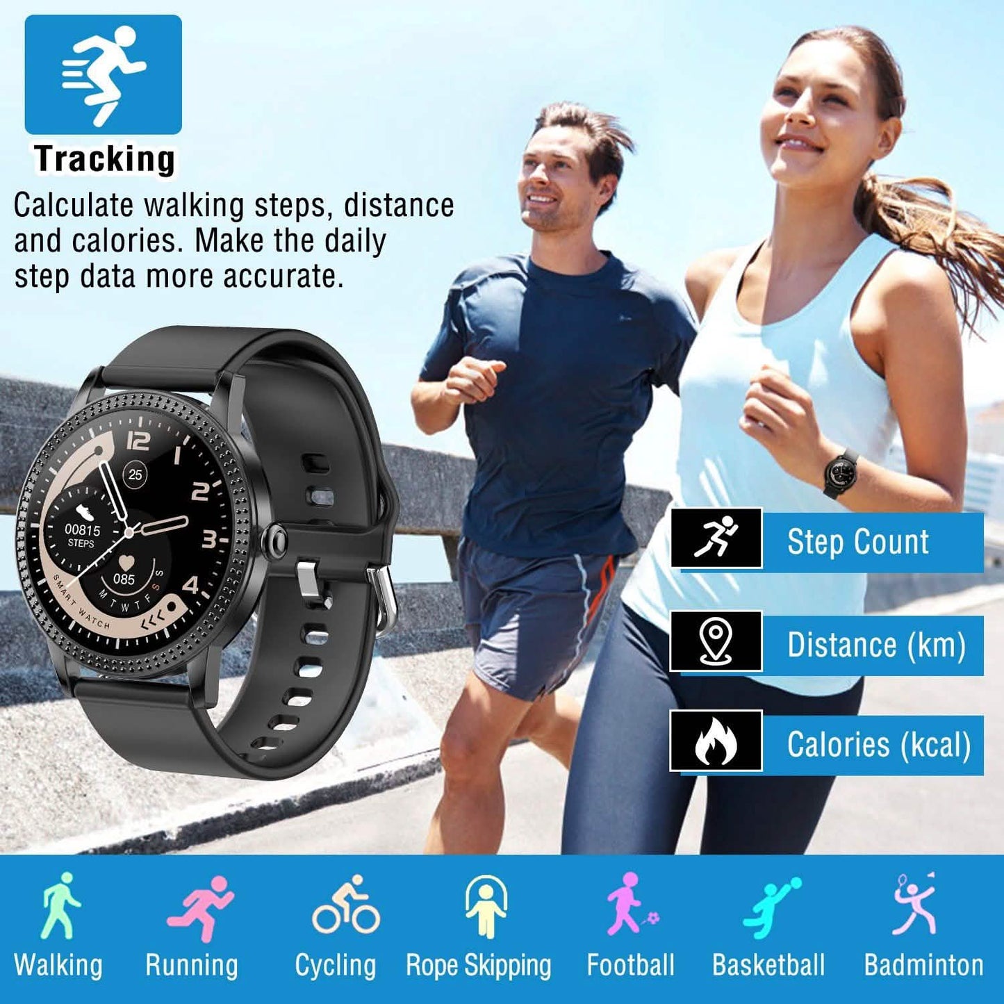 Smartwatch Fitness Tracker 1.08" Touch Screen DailySale