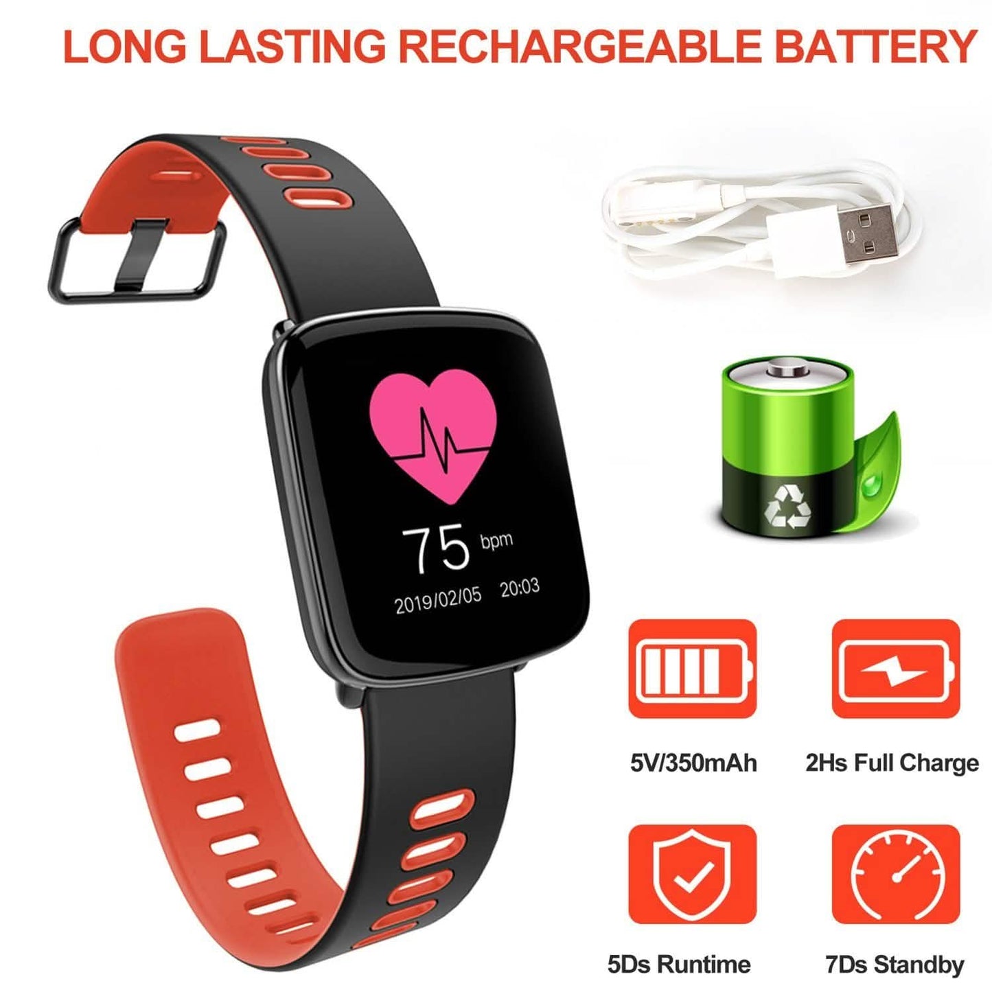 Smartwatch Fitness Tracker with Heart Rate Monitor DailySale