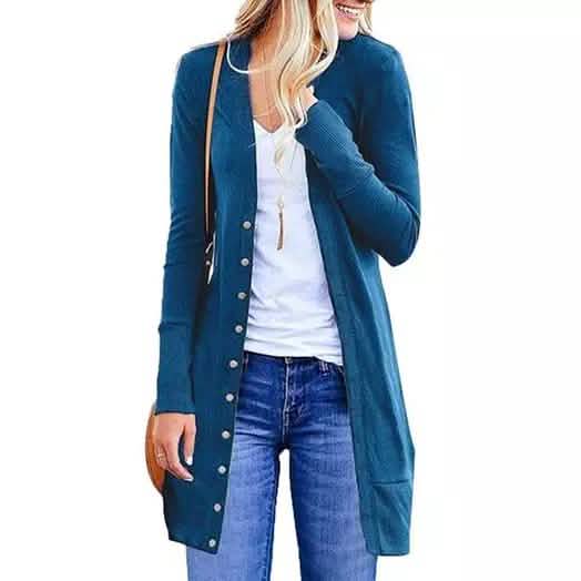 Snap Button Long Cardigan DailySale
