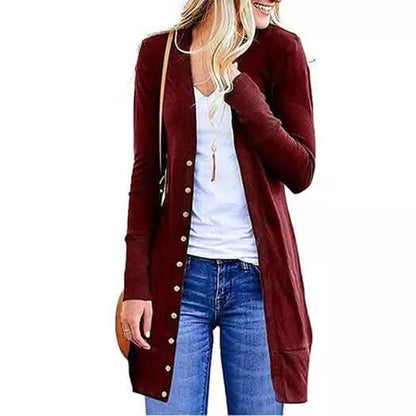 Snap Button Long Cardigan DailySale