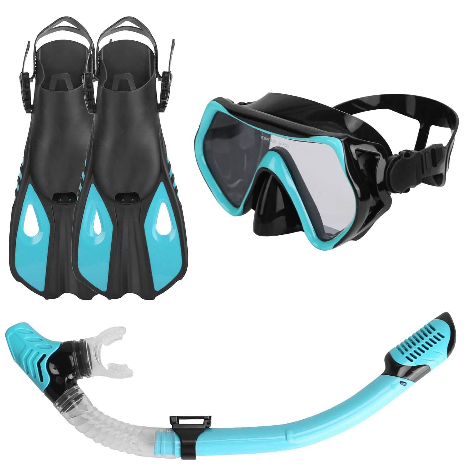 Snorkling Gear Mask Fin Set with Adjustable Swim Fins DailySale