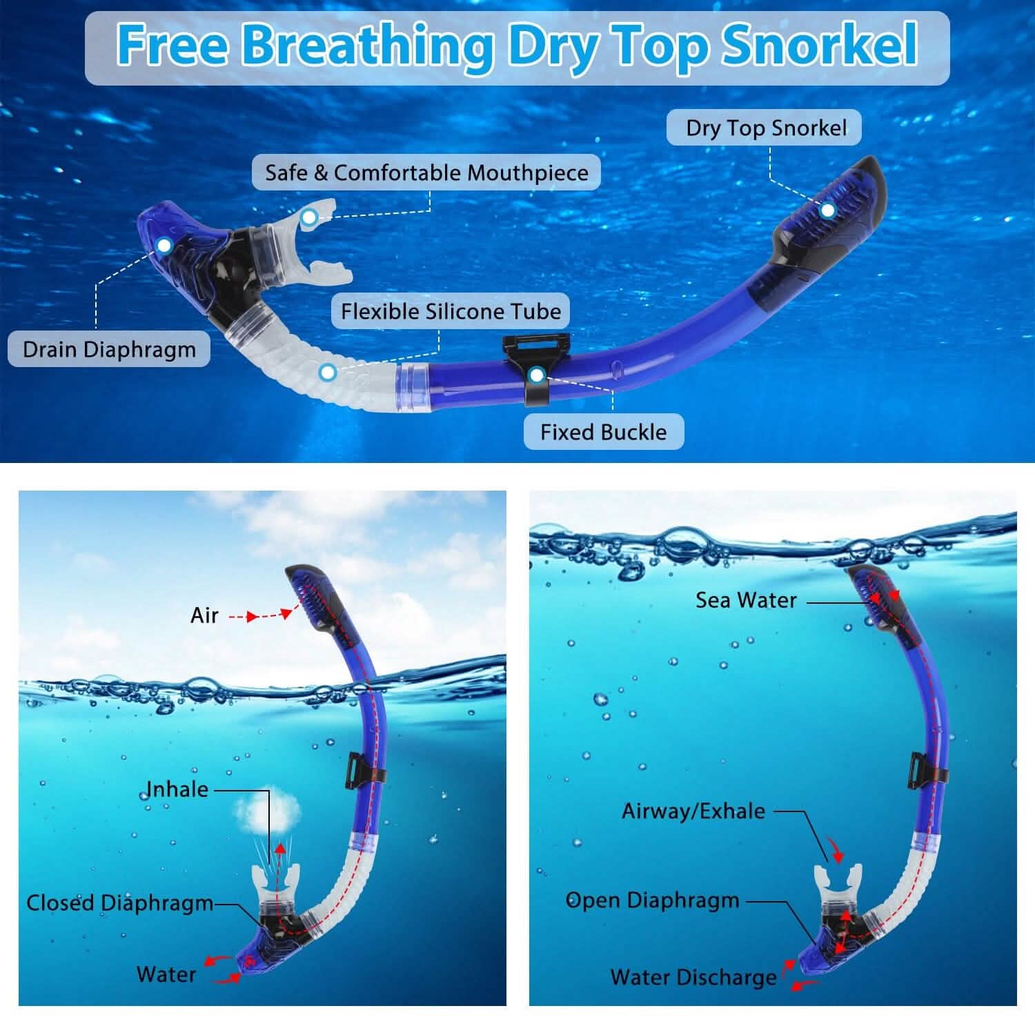 Snorkling Gear Mask Fin Set with Adjustable Swim Fins DailySale