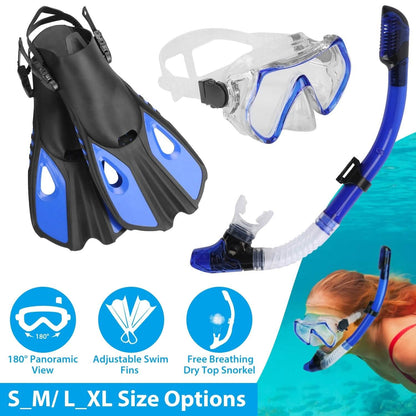 Snorkling Gear Mask Fin Set with Adjustable Swim Fins DailySale