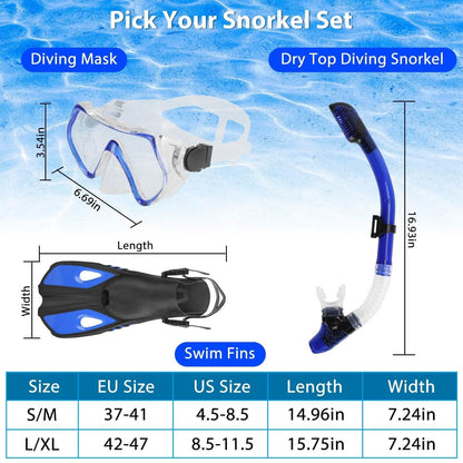 Snorkling Gear Mask Fin Set with Adjustable Swim Fins DailySale