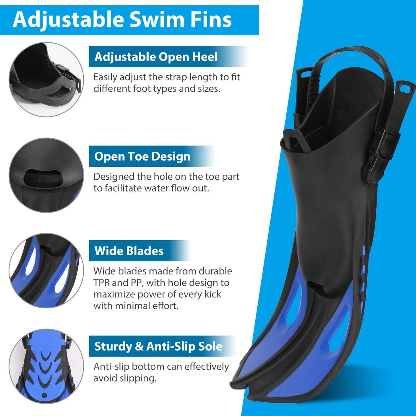 Snorkling Gear Mask Fin Set with Adjustable Swim Fins DailySale