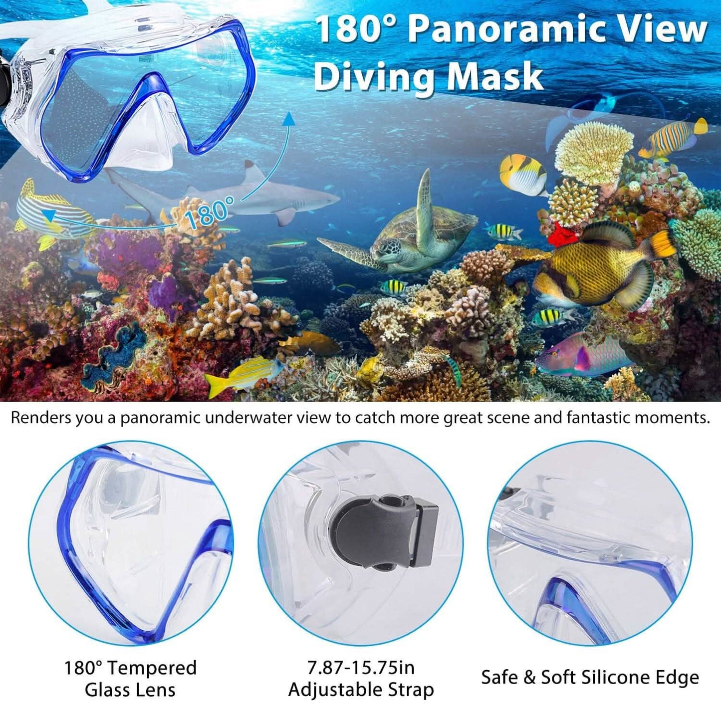 Snorkling Gear Mask Fin Set with Adjustable Swim Fins DailySale