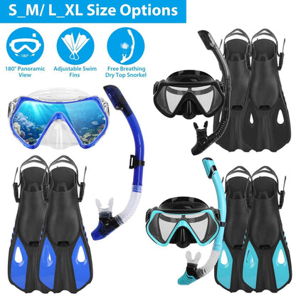 Snorkling Gear Mask Fin Set with Adjustable Swim Fins DailySale