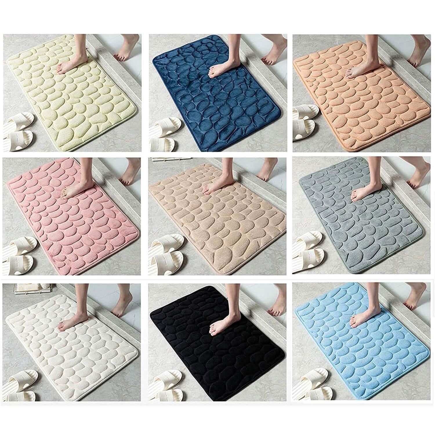 Soft Memory Foam Non Slip Cobblestone Embossing Bath Mat DailySale