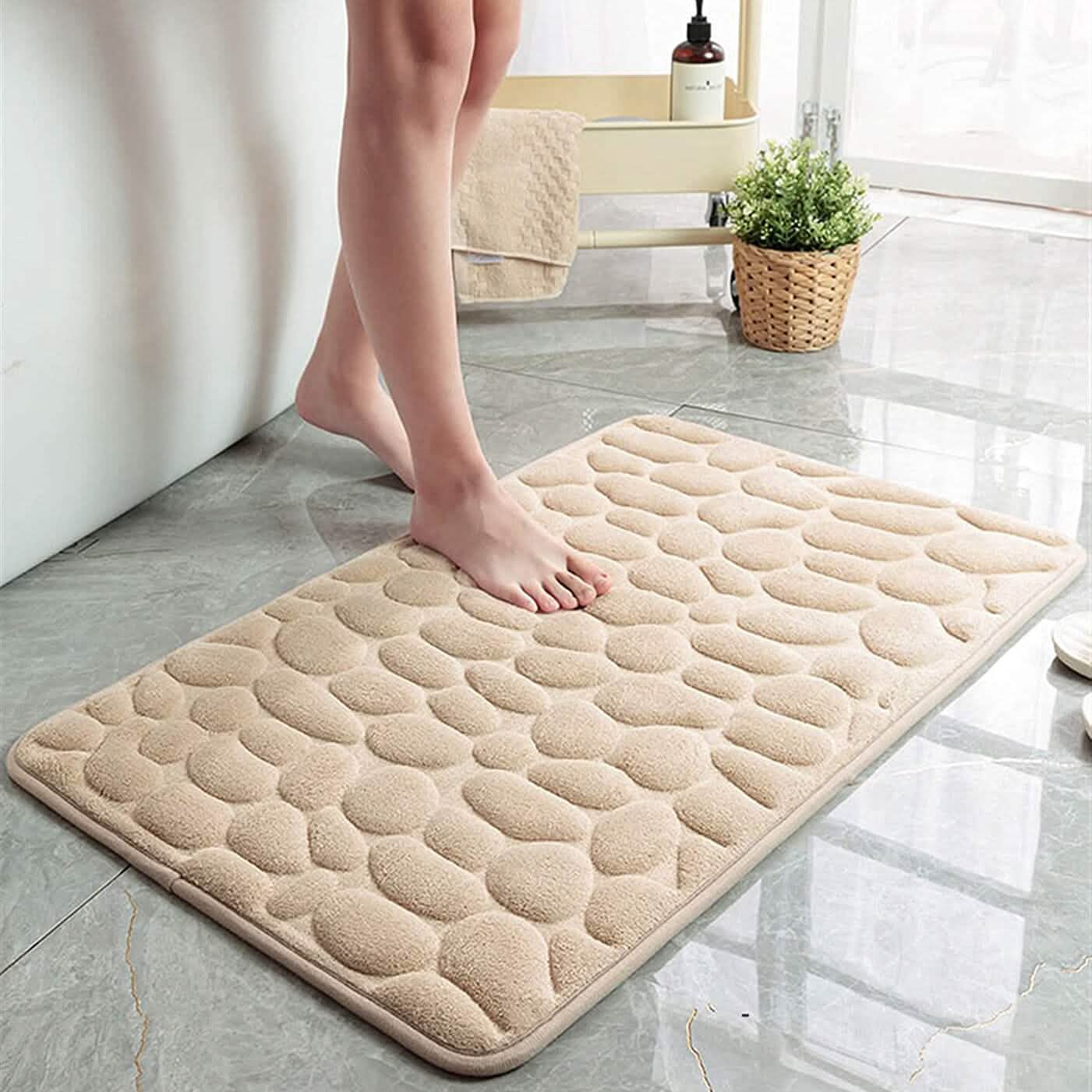 Soft Memory Foam Non Slip Cobblestone Embossing Bath Mat DailySale