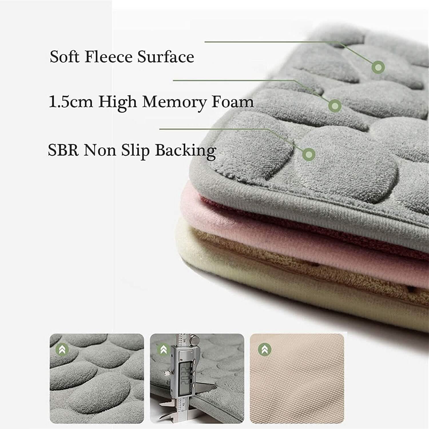 Soft Memory Foam Non Slip Cobblestone Embossing Bath Mat DailySale