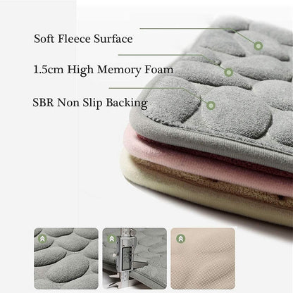 Soft Memory Foam Non Slip Cobblestone Embossing Bath Mat DailySale