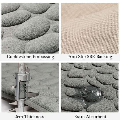 Soft Memory Foam Non Slip Cobblestone Embossing Bath Mat DailySale