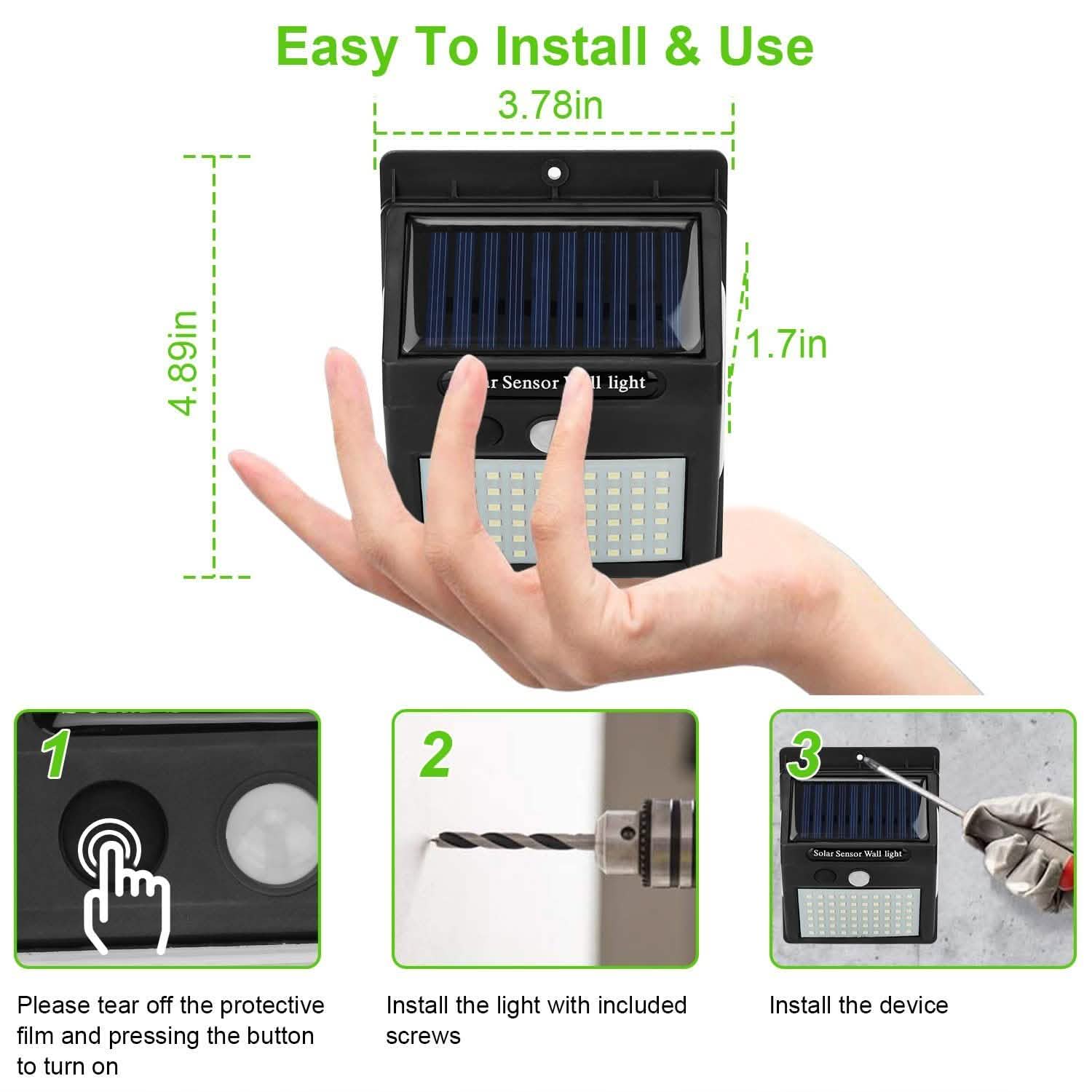 Solar 100 LEDs PIR Motion Sensor Wall Light DailySale