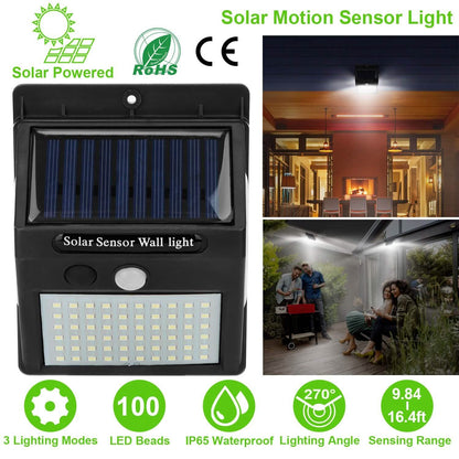 Solar 100 LEDs PIR Motion Sensor Wall Light DailySale