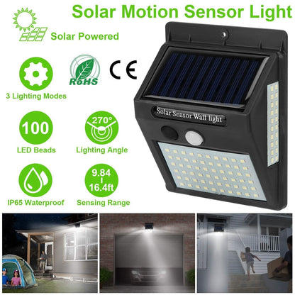 Solar 100 LEDs PIR Motion Sensor Wall Light DailySale