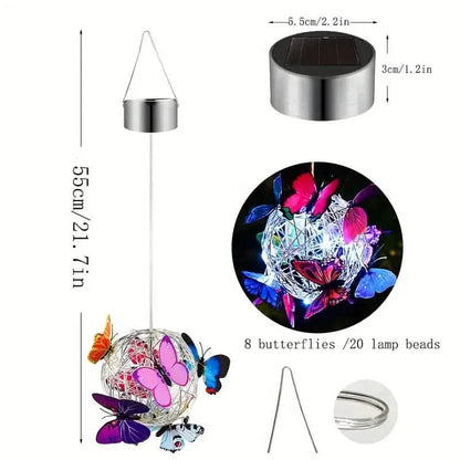 Solar Butterfly Wind Chime Lights, Garden Hanging Decor Lighting Fixture DailySale