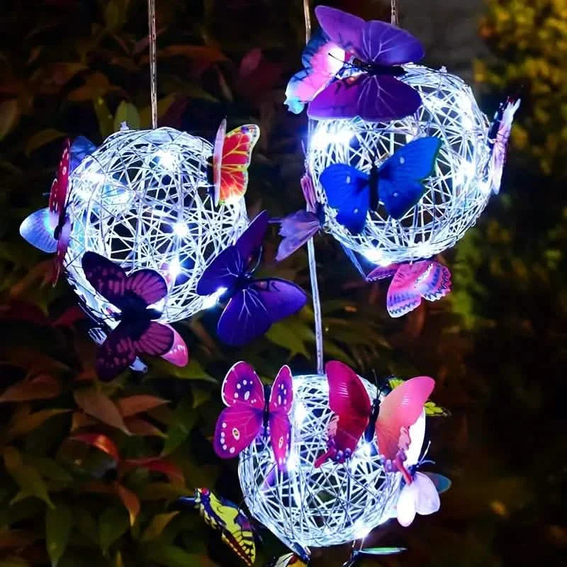 Solar Butterfly Wind Chime Lights, Garden Hanging Decor Lighting Fixture DailySale