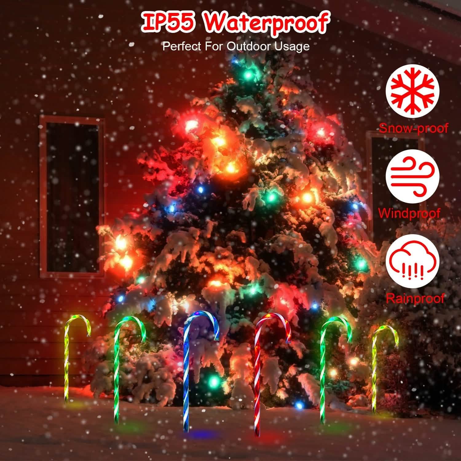 Solar Christmas Candy Cane Light IP55 Waterproof Stake Light DailySale