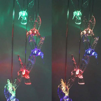 Solar Color Changing LED Hummingbird Wind Chimes DailySale
