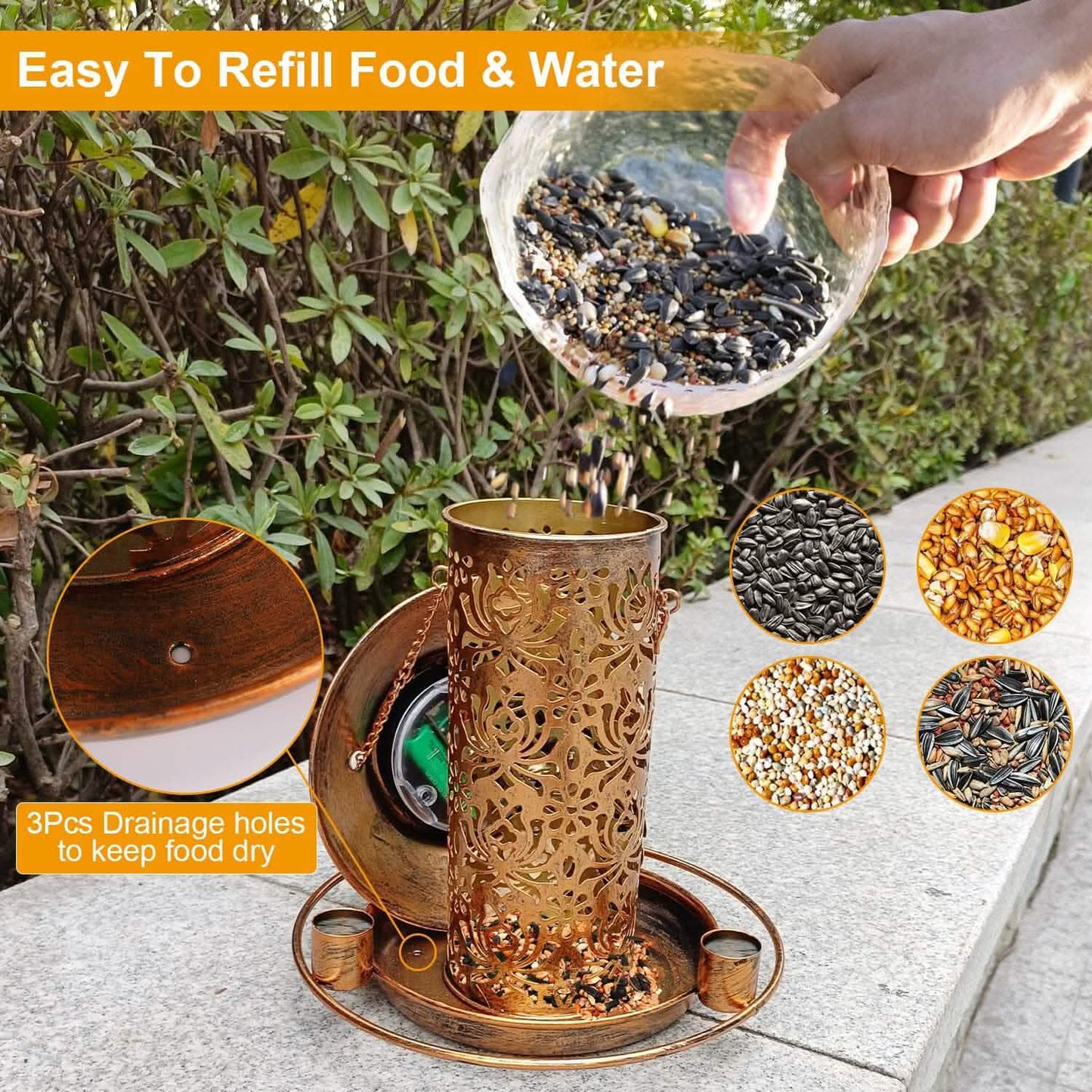 Solar Decorative Hanging Bird Feeder Lantern DailySale