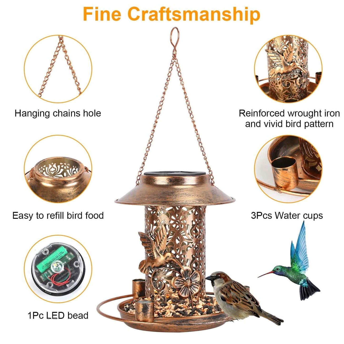 Solar Decorative Hanging Bird Feeder Lantern DailySale