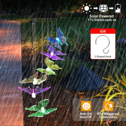 Solar LED Butterfly Wind Chimes DailySale