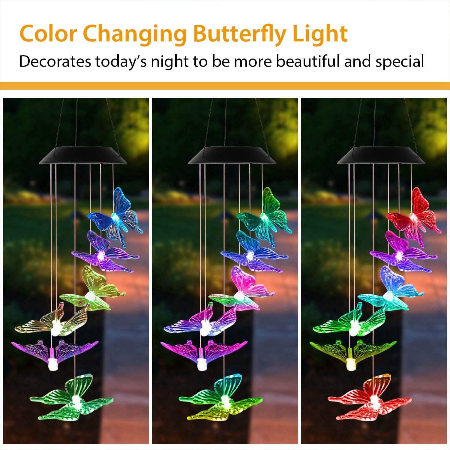Solar LED Butterfly Wind Chimes DailySale