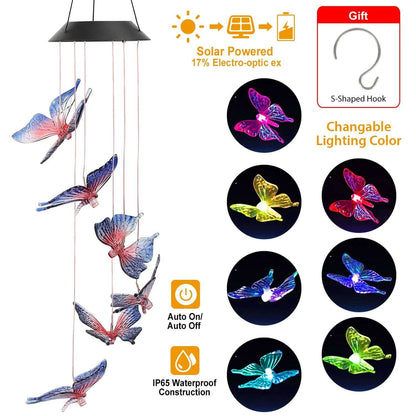 Solar LED Butterfly Wind Chimes DailySale