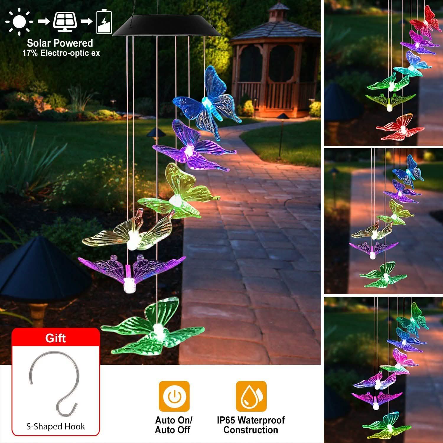 Solar LED Butterfly Wind Chimes DailySale