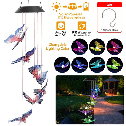 Solar LED Butterfly Wind Chimes DailySale