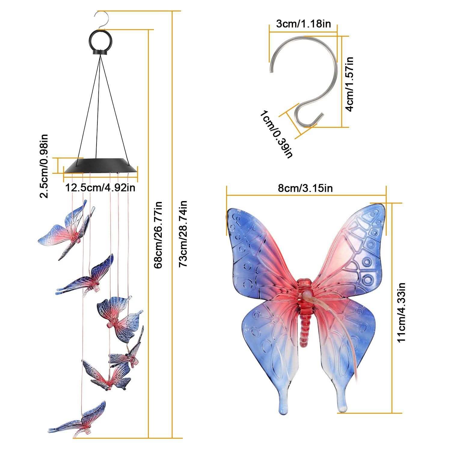 Solar LED Butterfly Wind Chimes DailySale