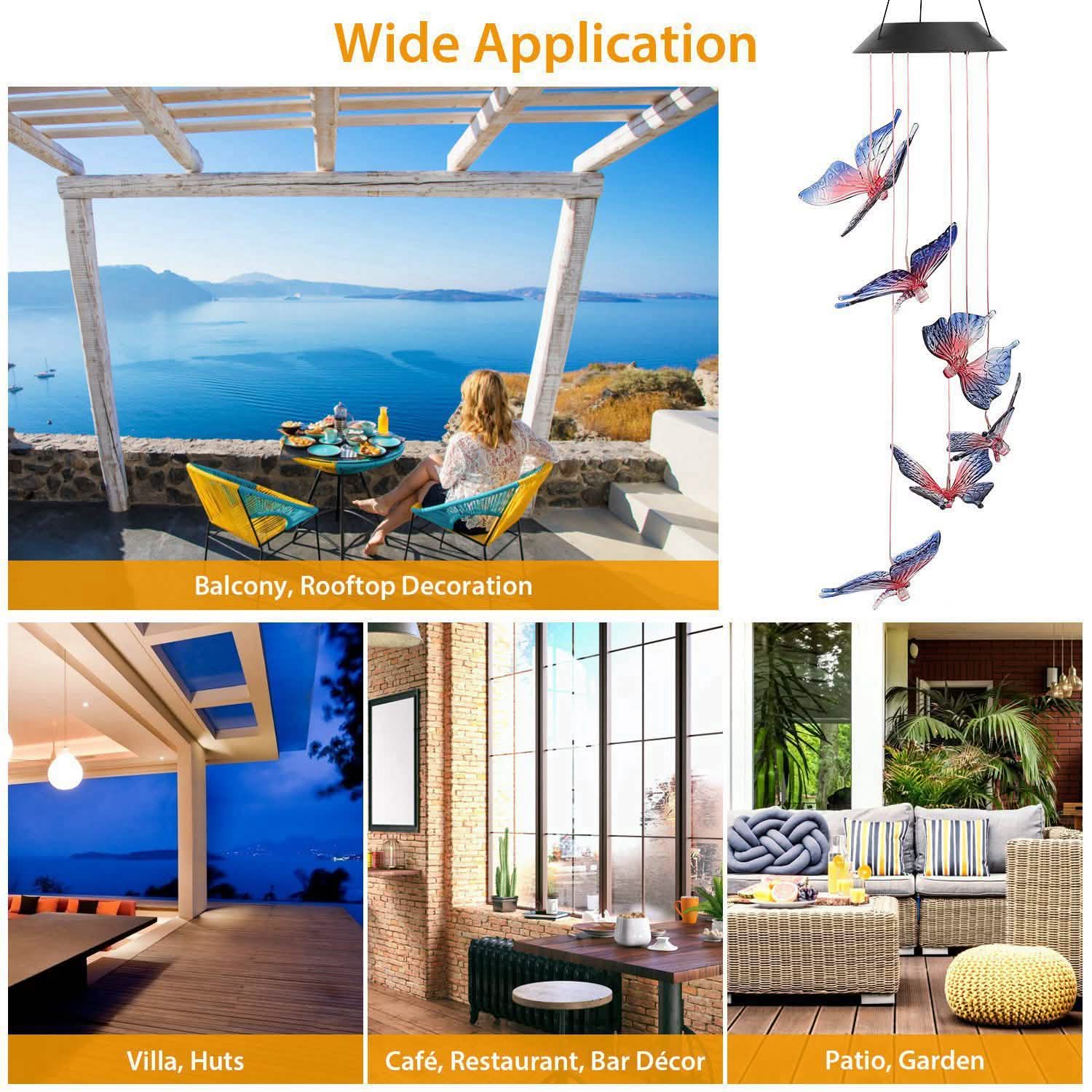 Solar LED Butterfly Wind Chimes DailySale
