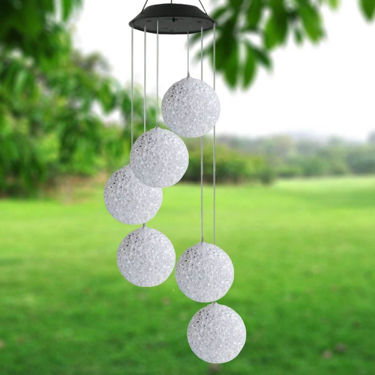 Solar LED Color Changing Wind Chime Light Spinner Hanging Spiral String Light DailySale