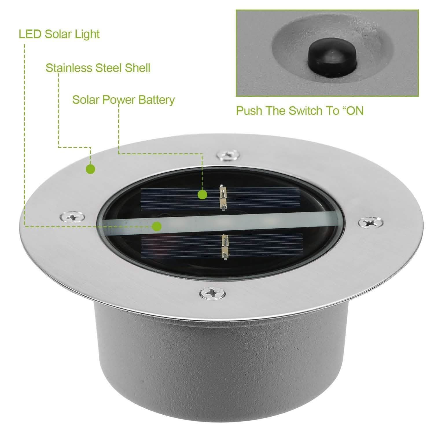 Solar LED Disk Lights IP44 Water Resistant Light Sensor DailySale