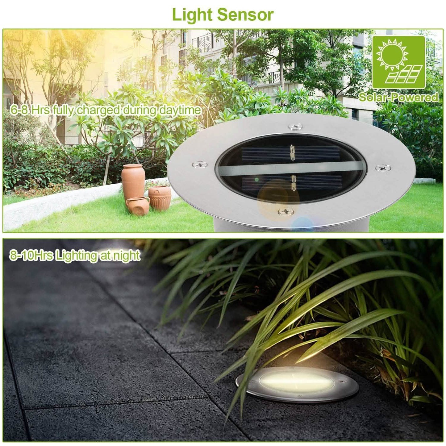 Solar LED Disk Lights IP44 Water Resistant Light Sensor DailySale