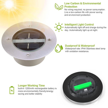 Solar LED Disk Lights IP44 Water Resistant Light Sensor DailySale