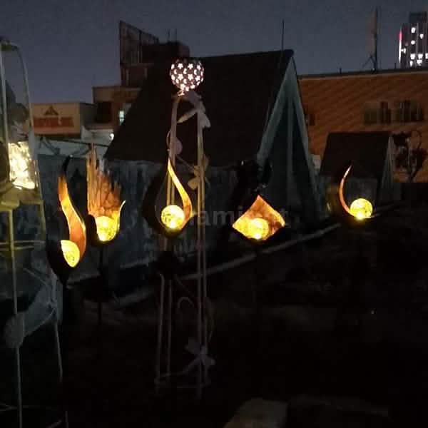 Solar LED Simulate Flame Light Lawn Lantern Lamp Waterproof Outdoor Lights DailySale