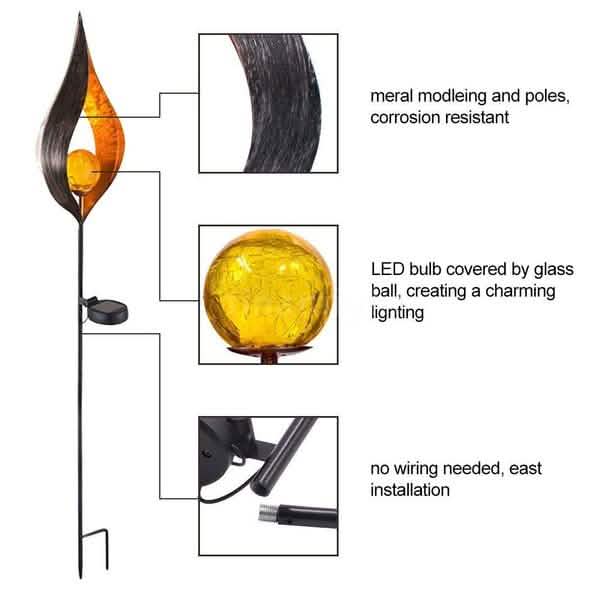 Solar LED Simulate Flame Light Lawn Lantern Lamp Waterproof Outdoor Lights DailySale