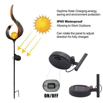 Solar LED Simulate Flame Light Lawn Lantern Lamp Waterproof Outdoor Lights DailySale